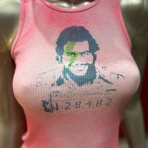 PABLO ESCOBAR gangster mugshot Pink Graffiti Graphic soft Tank Top S